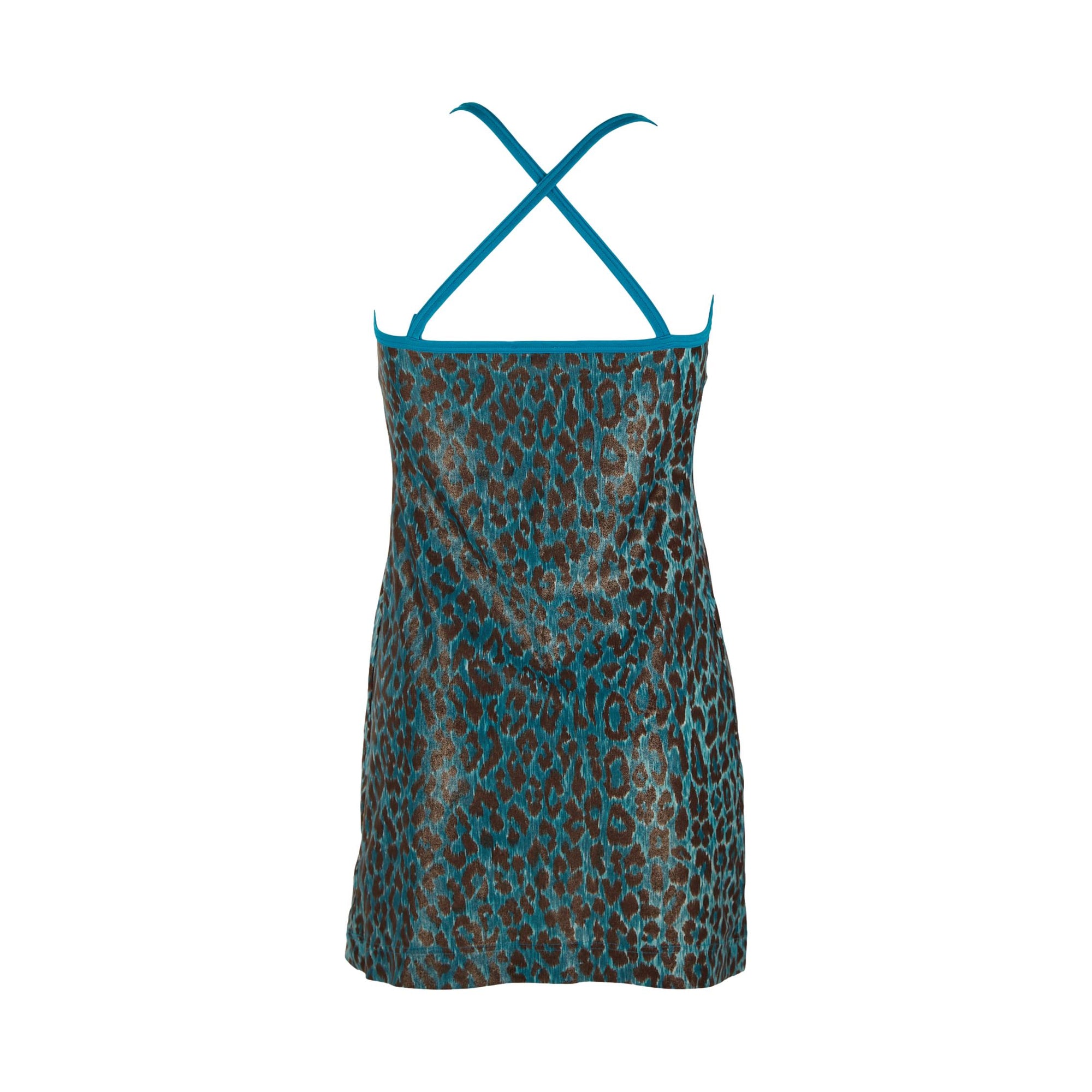 Dolce & Gabbana Blue Leopard Print Dress
