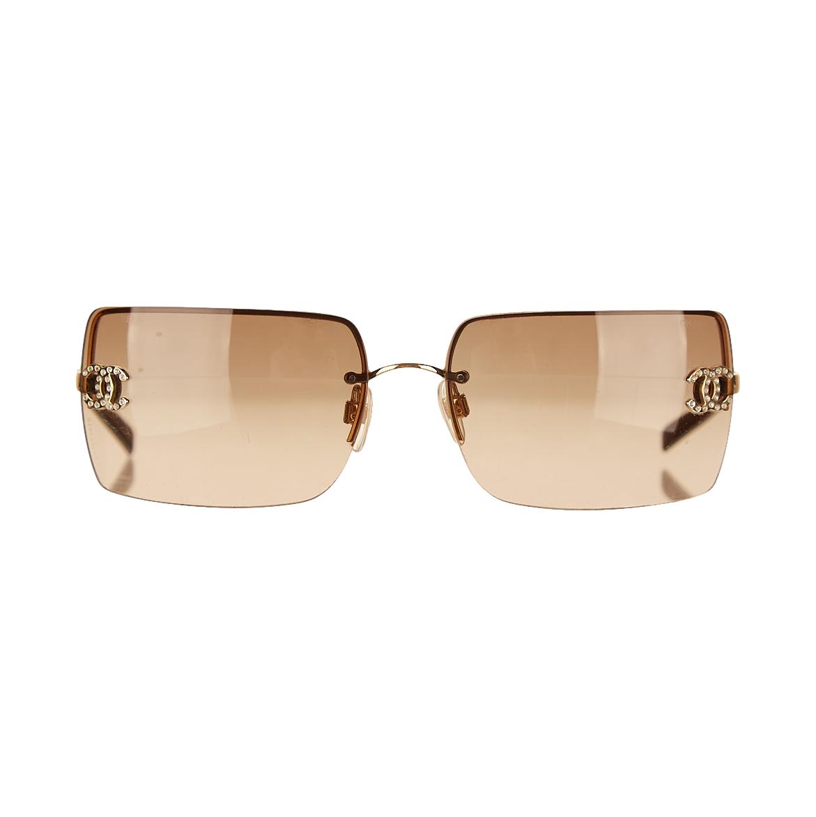 Chanel Rimless Sunglasses Rhinestone 