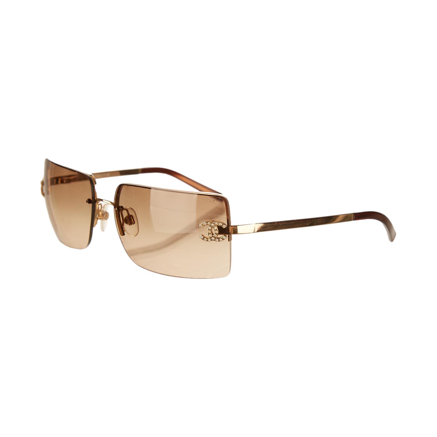 Chanel Gold Rimless Logo Sunglasses