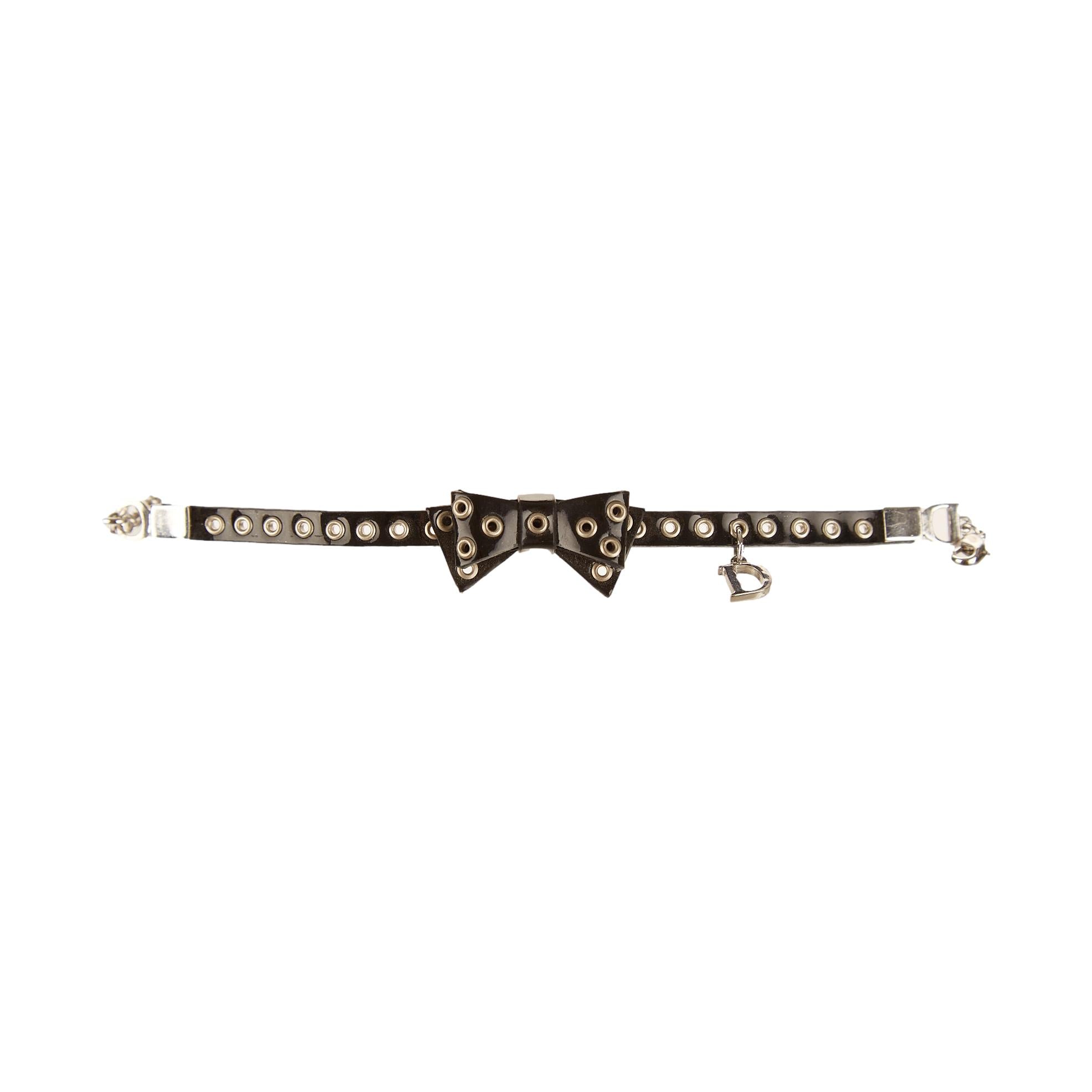 Dior Black Grommet Logo Bracelet