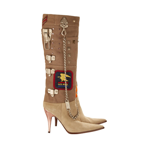 Vintage Dolce & Gabbana Tan Chain Patch Boots – Treasures of NYC