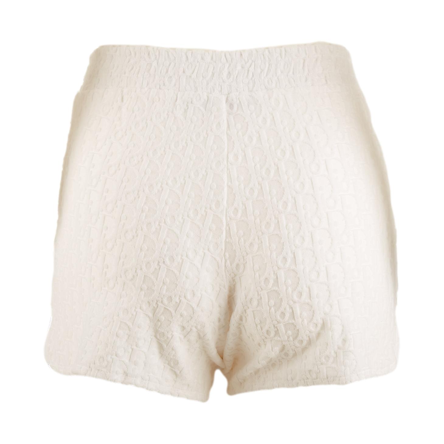 Dior White Logo Terrycloth Shorts