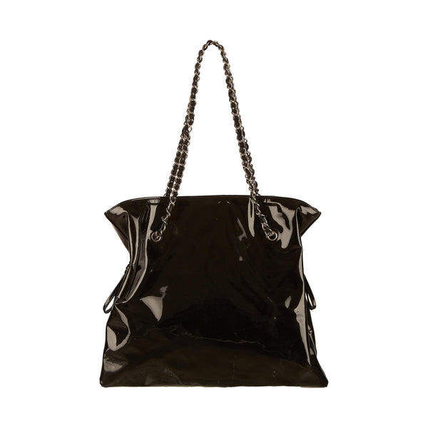 Chanel Black Rhinestone Logo Chain Shoulder Bag