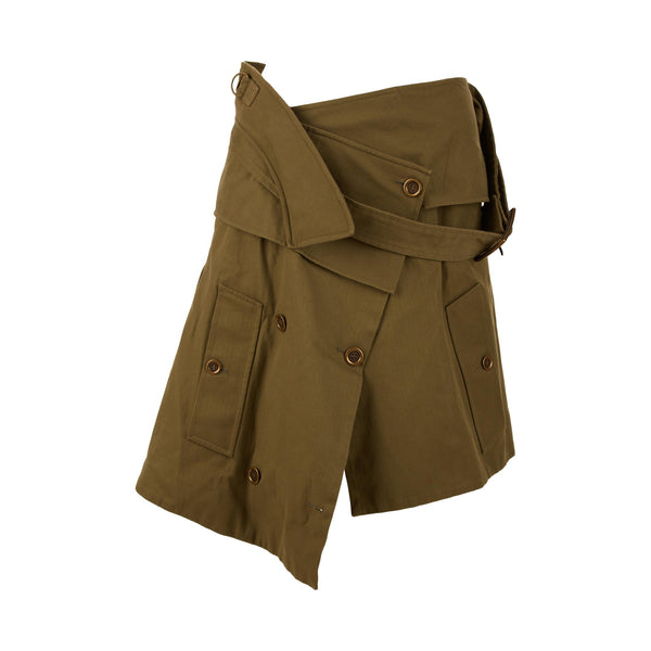 Galliano Army Green Low Rise Pleated Skirt