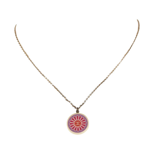 Chanel Purple Flower Charm Necklace