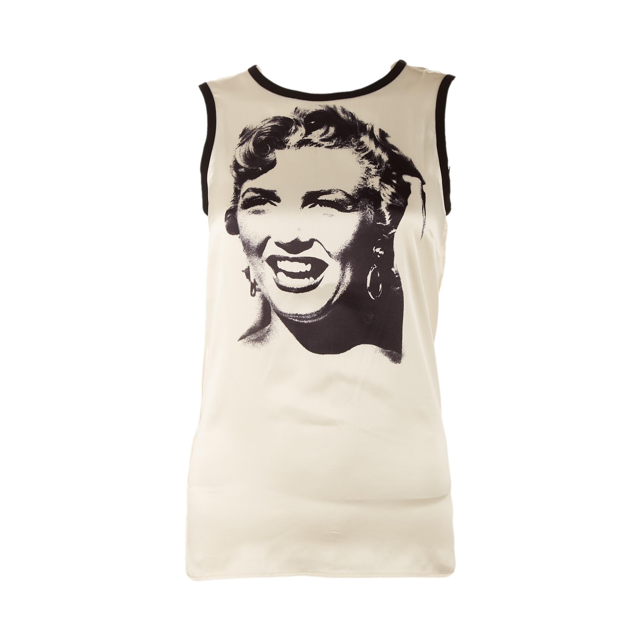 イタリア製 ドルチェ＆ガッバーナ マリリンモンロー タンクトップ 白 52 Dolce & Gabbana White Marilyn Monroe Tank – Treasures of NYC