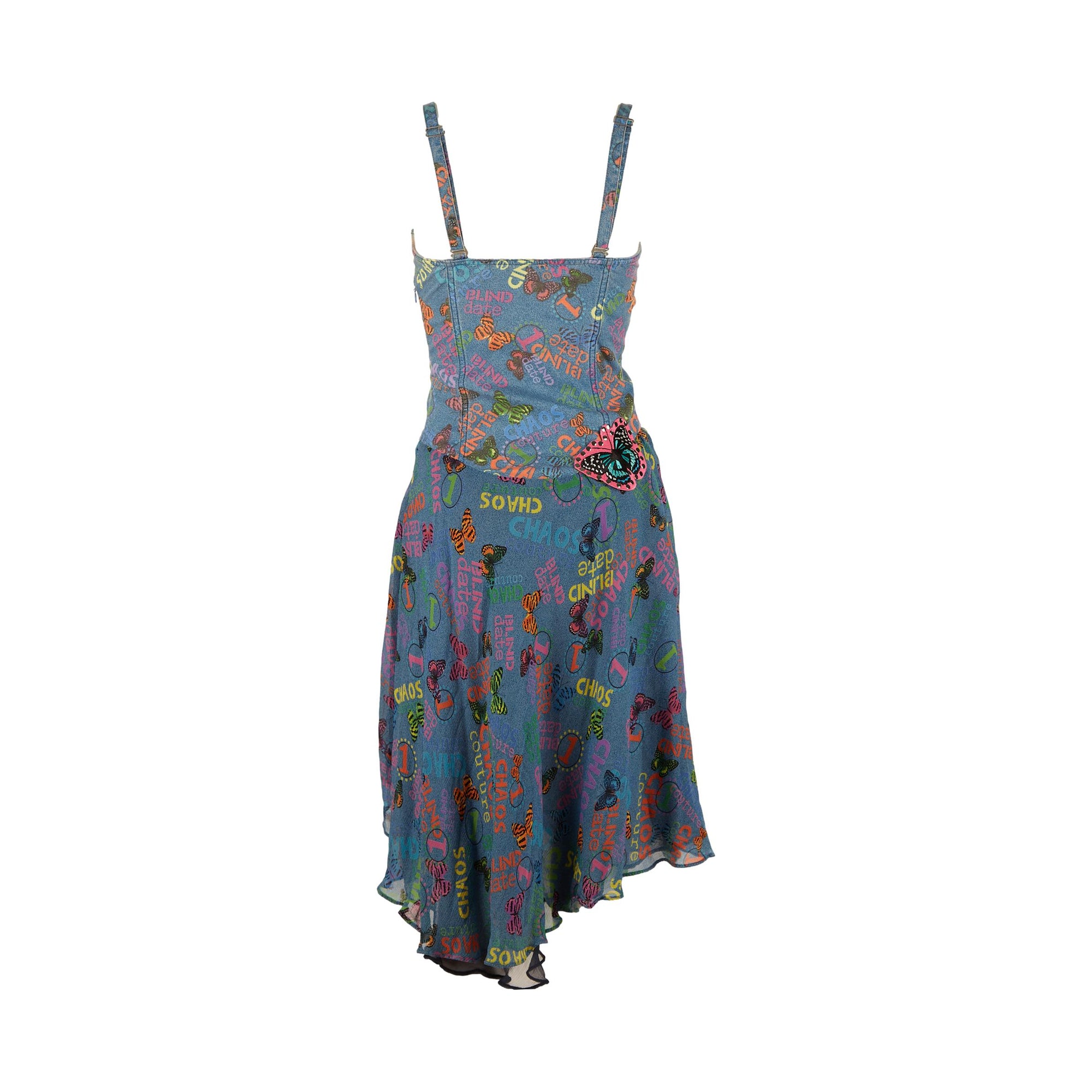 Versace Blue 'Blind Date' Butterfly Dress