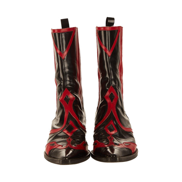 Dolce & Gabbana Red Western Ankle Boots