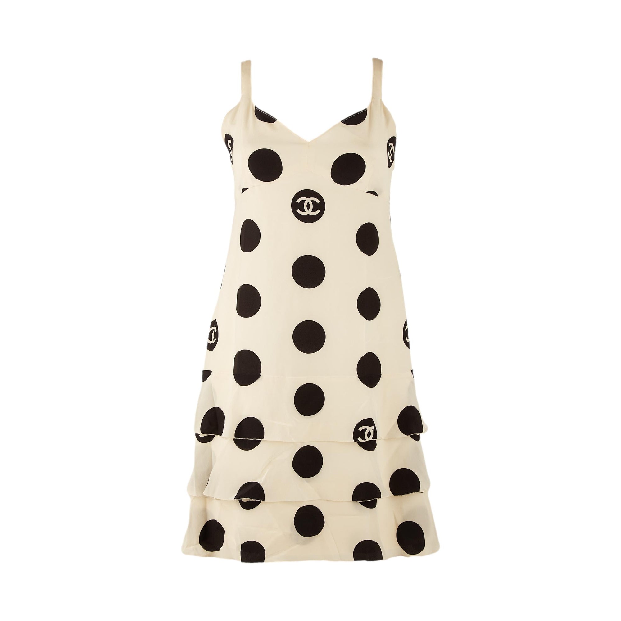 Chanel White Logo Polkadot Dress – Treasures of NYC Chanel White Logo Polkadot Dress – Treasures of NYC