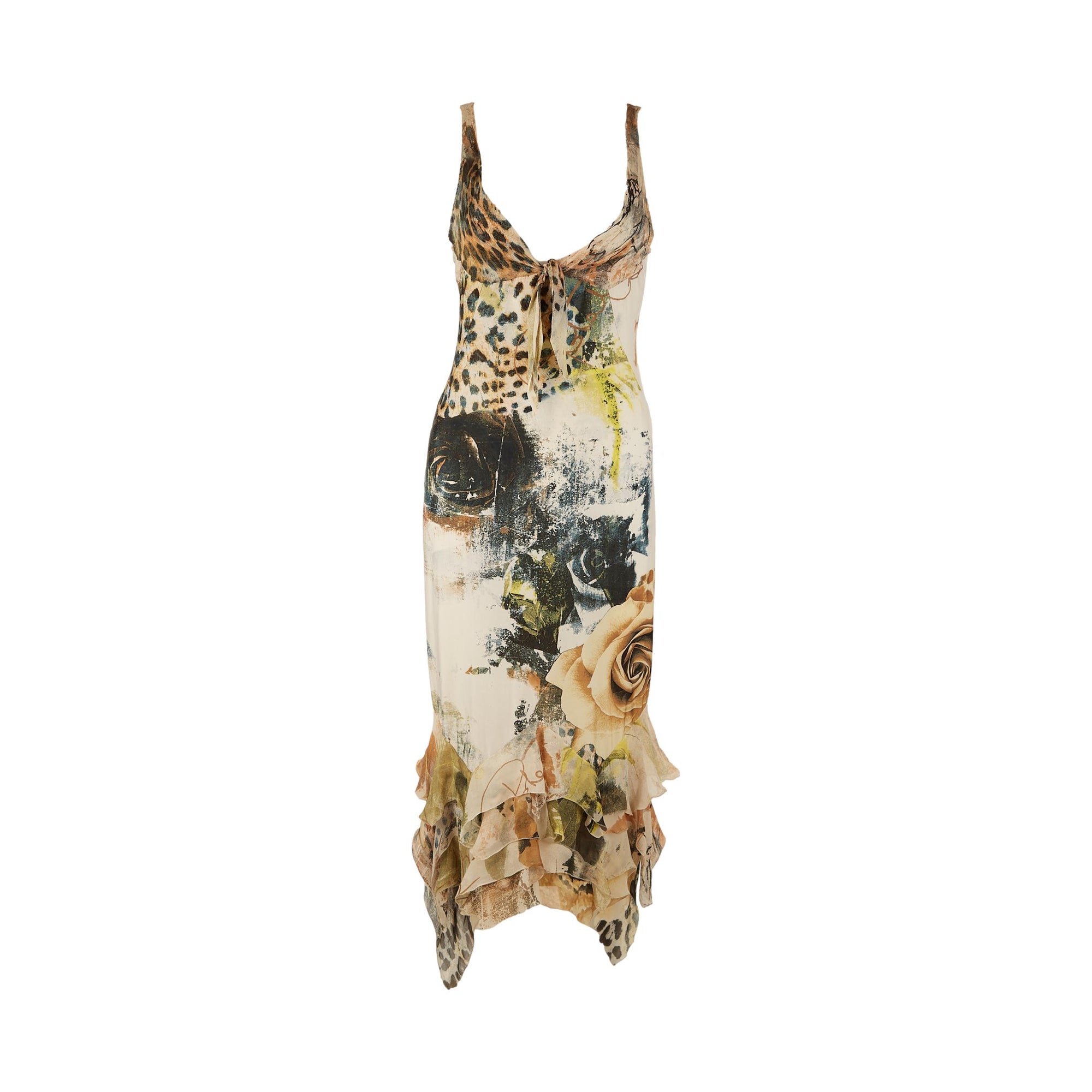 Roberto Cavalli Leopard Floral Print Dress