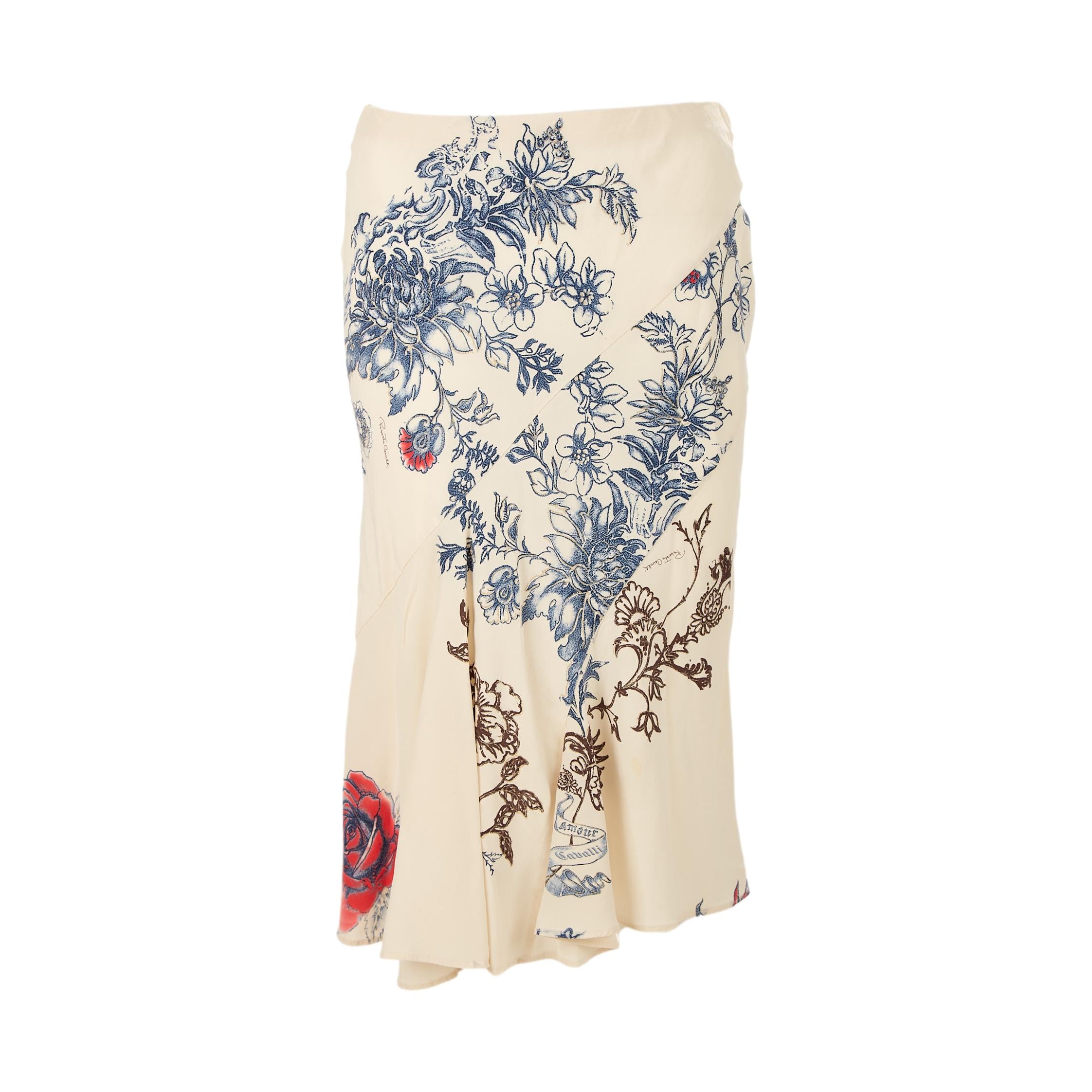 Roberto Cavalli Tattoo Print Skirt