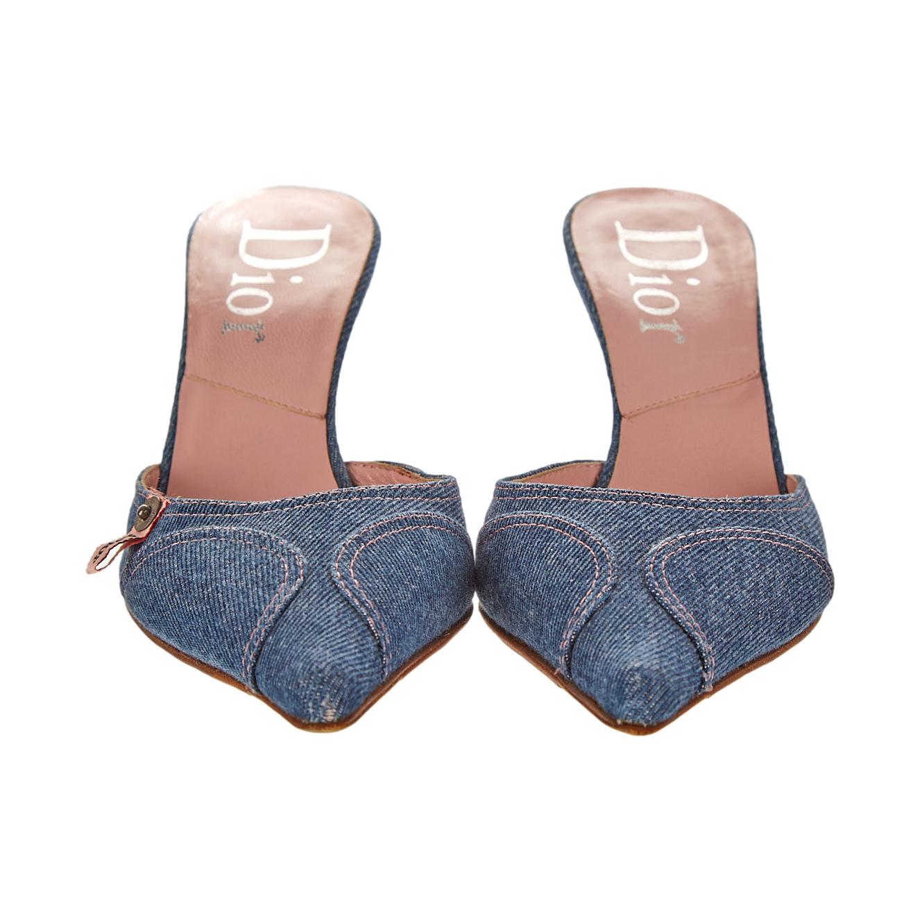 Dior Denim Kitten Heels – Treasures of NYC
