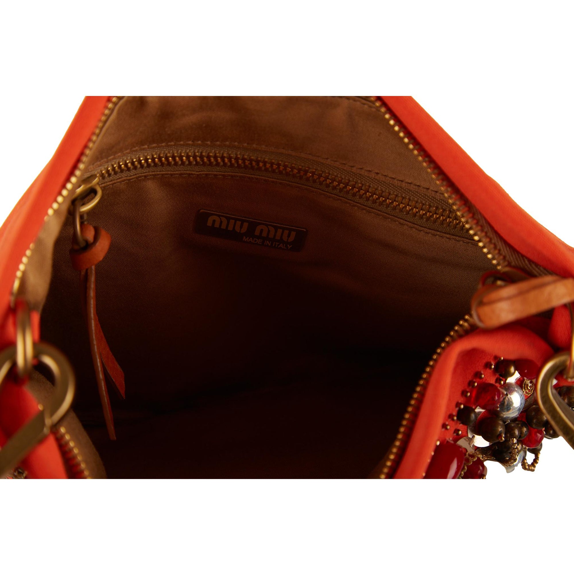 Miu Miu Orange Beaded Mini Top Handle Bag