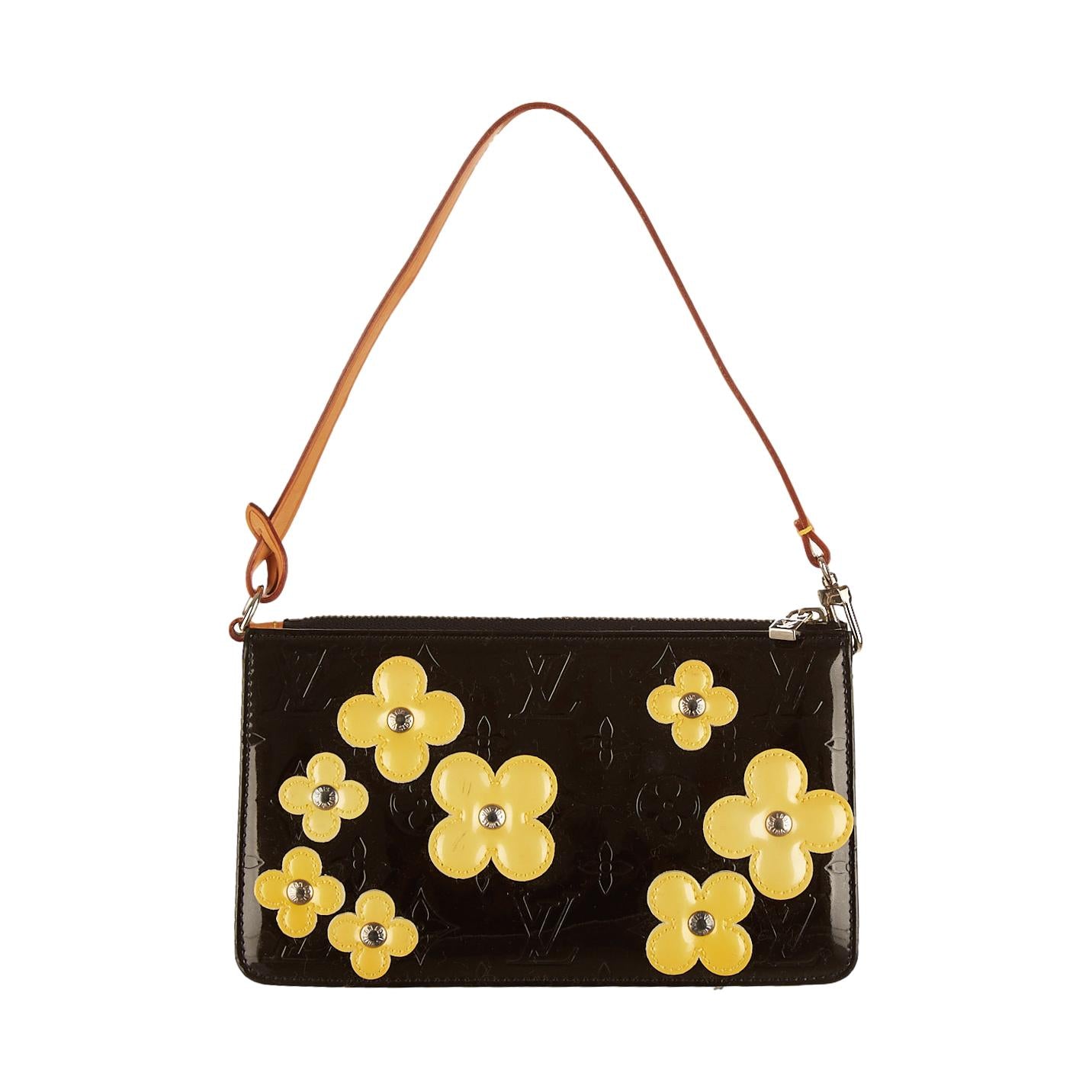 Louis Vuitton Black Floral Vernis Shoulder Bag