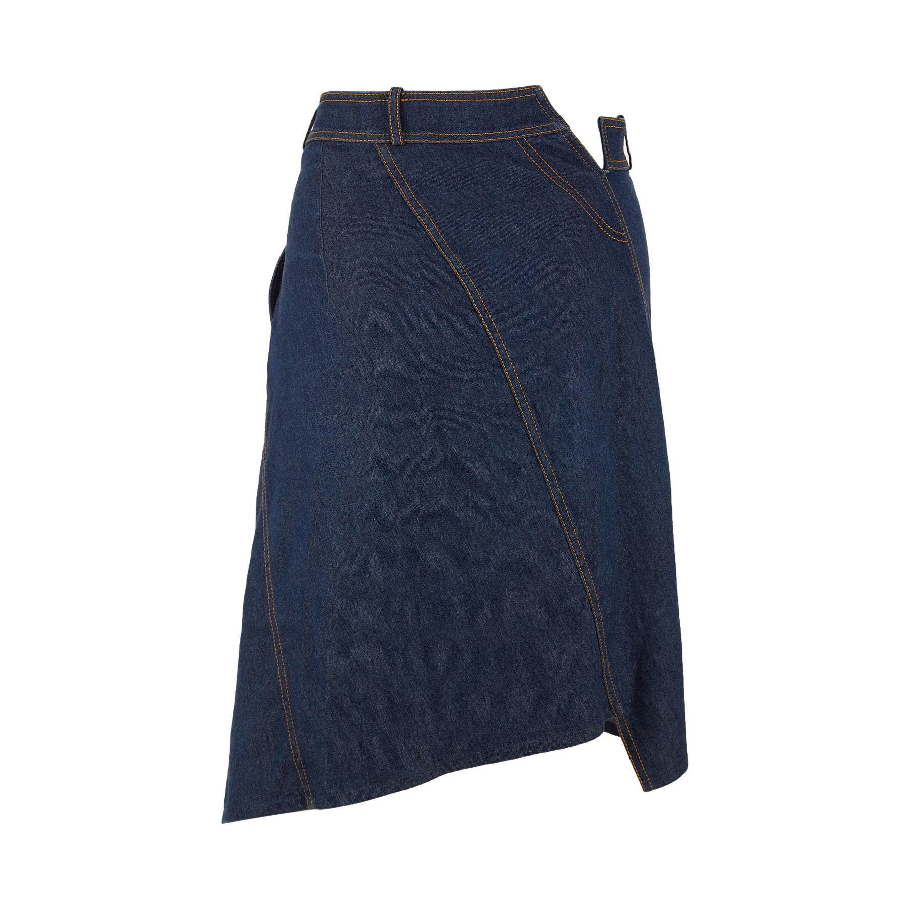 Dior Blue Denim Logo Button Skirt