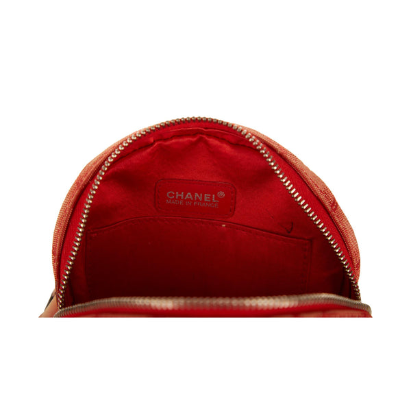 Chanel Red Logo Round Shoulder Bag