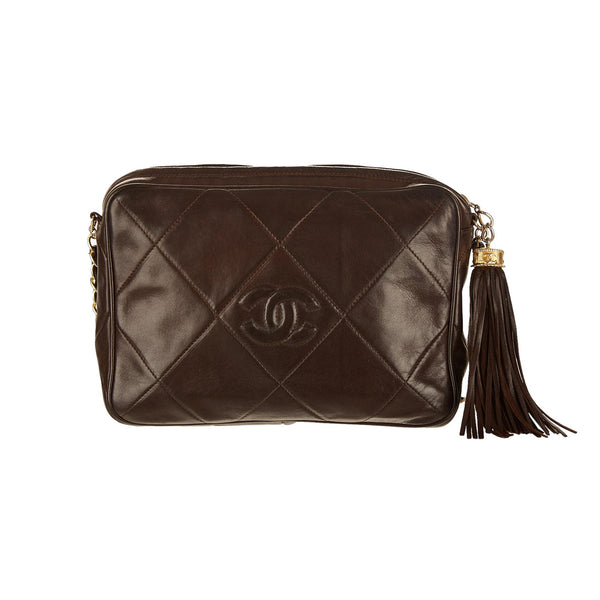 Chanel Brown Logo Tassel Shoulder Bag