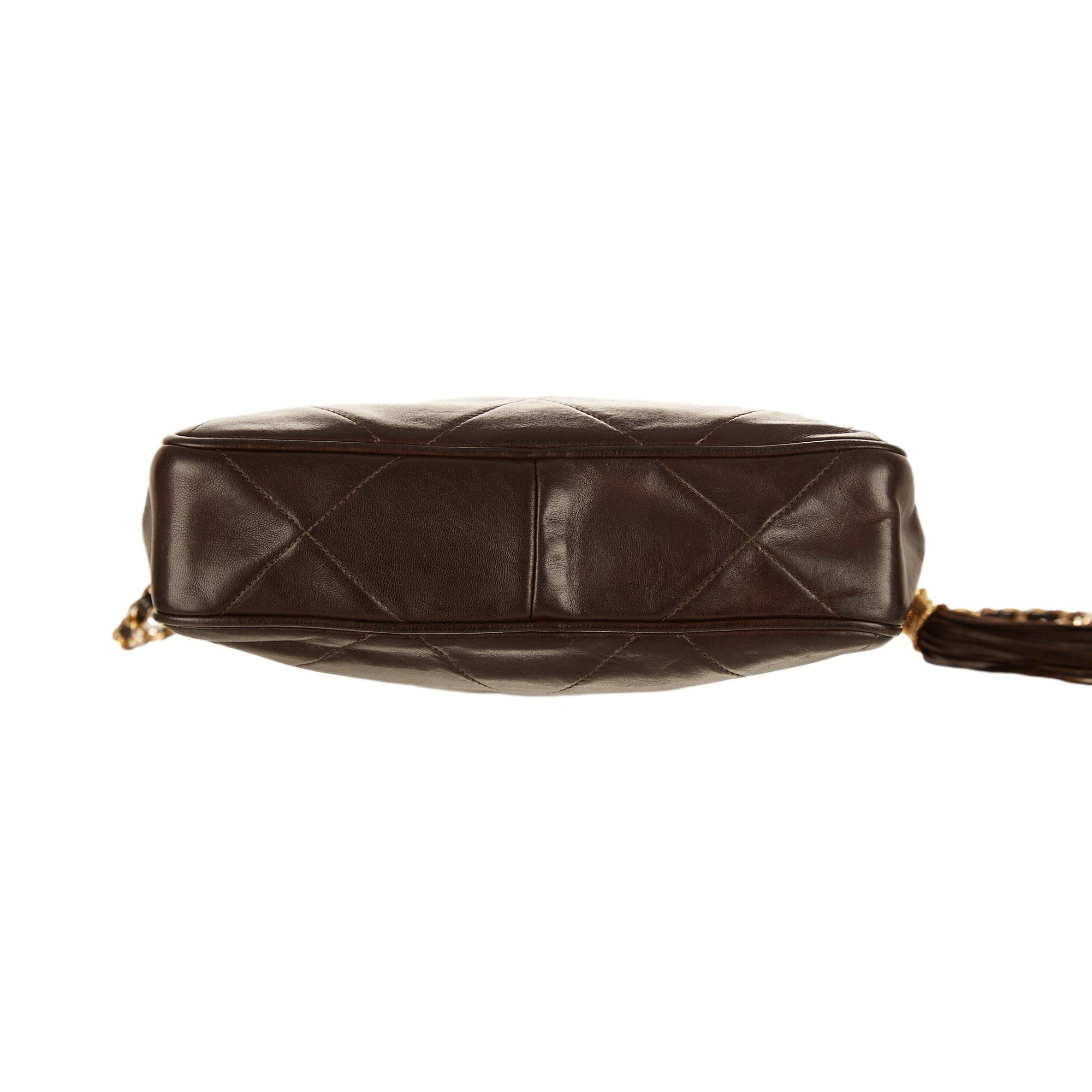 Chanel Brown Logo Tassel Shoulder Bag