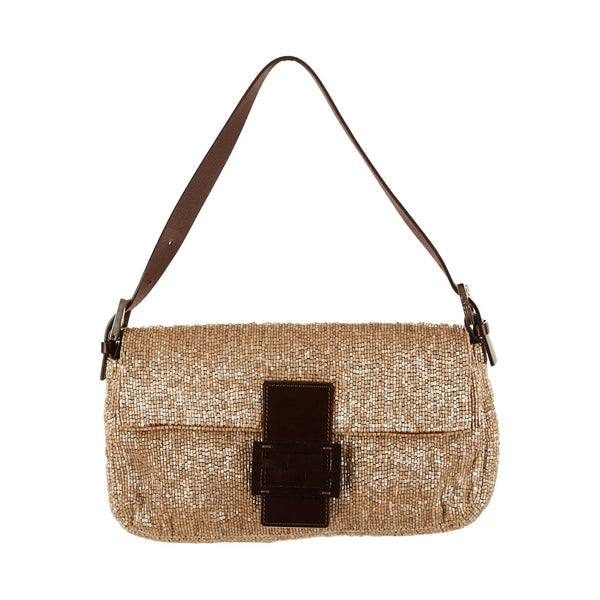 Fendi Beige Beaded Baguette