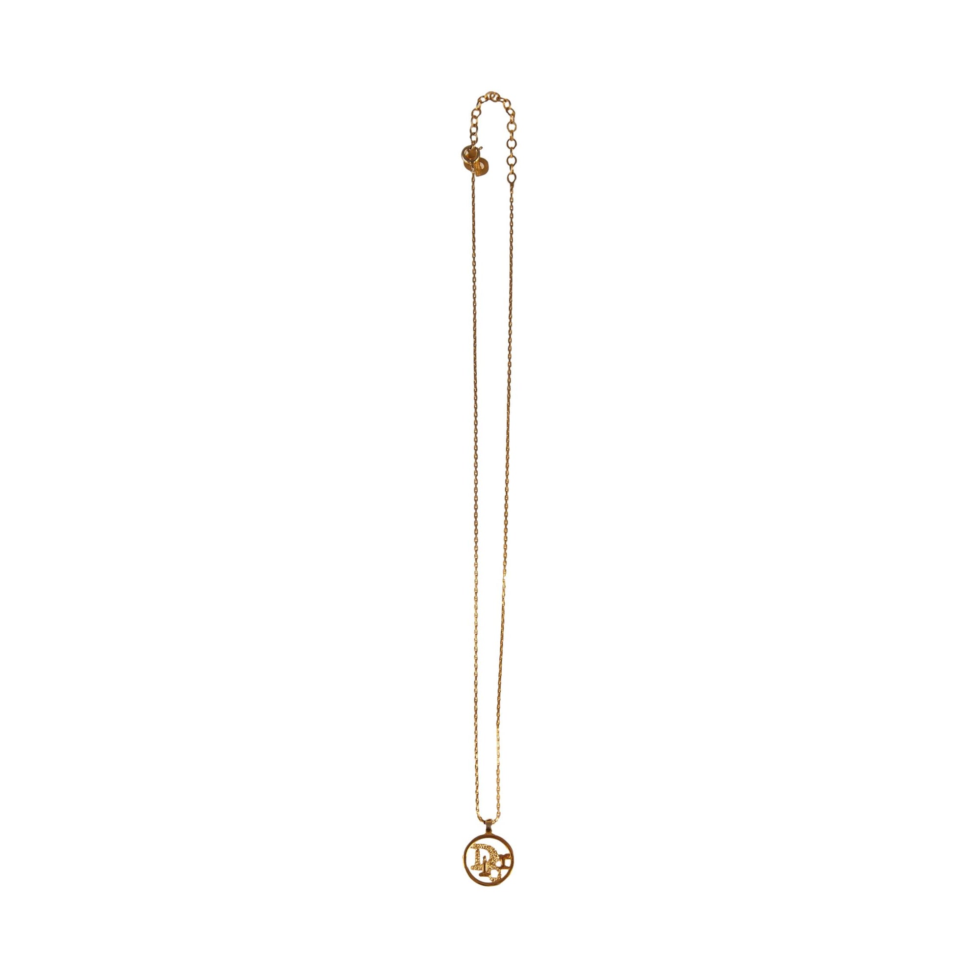 Dior Gold Round Logo Necklace