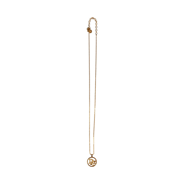 Dior Gold Round Logo Necklace