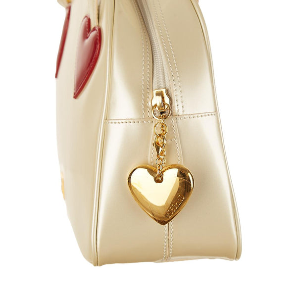 Moschino White Patent Heart Top Handle Bag