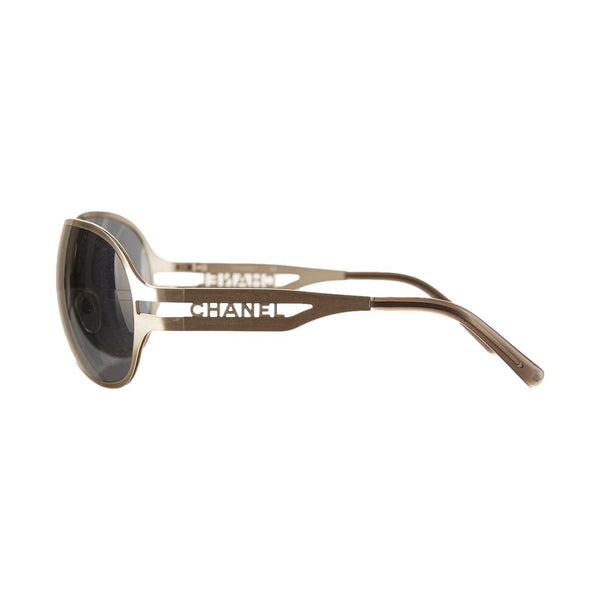 Chanel Silver Logo Aviator Sunglasses