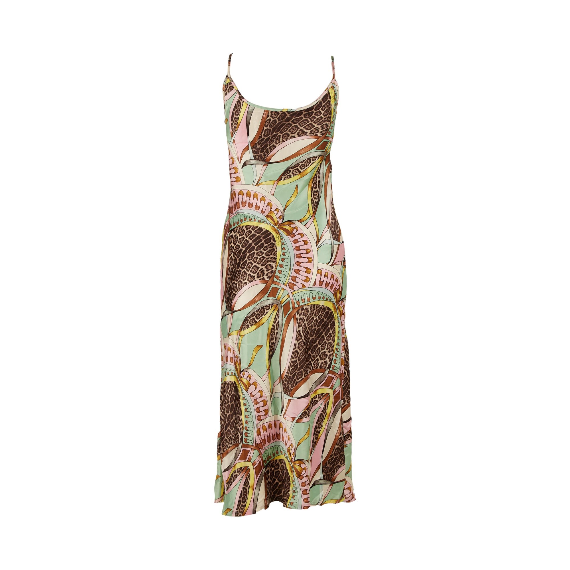Roberto Cavalli Aqua Leopard Print Slip Dress Treasures of NYC Roberto Cavalli Aqua Leopard Print Slip Dress Treasures of NYC