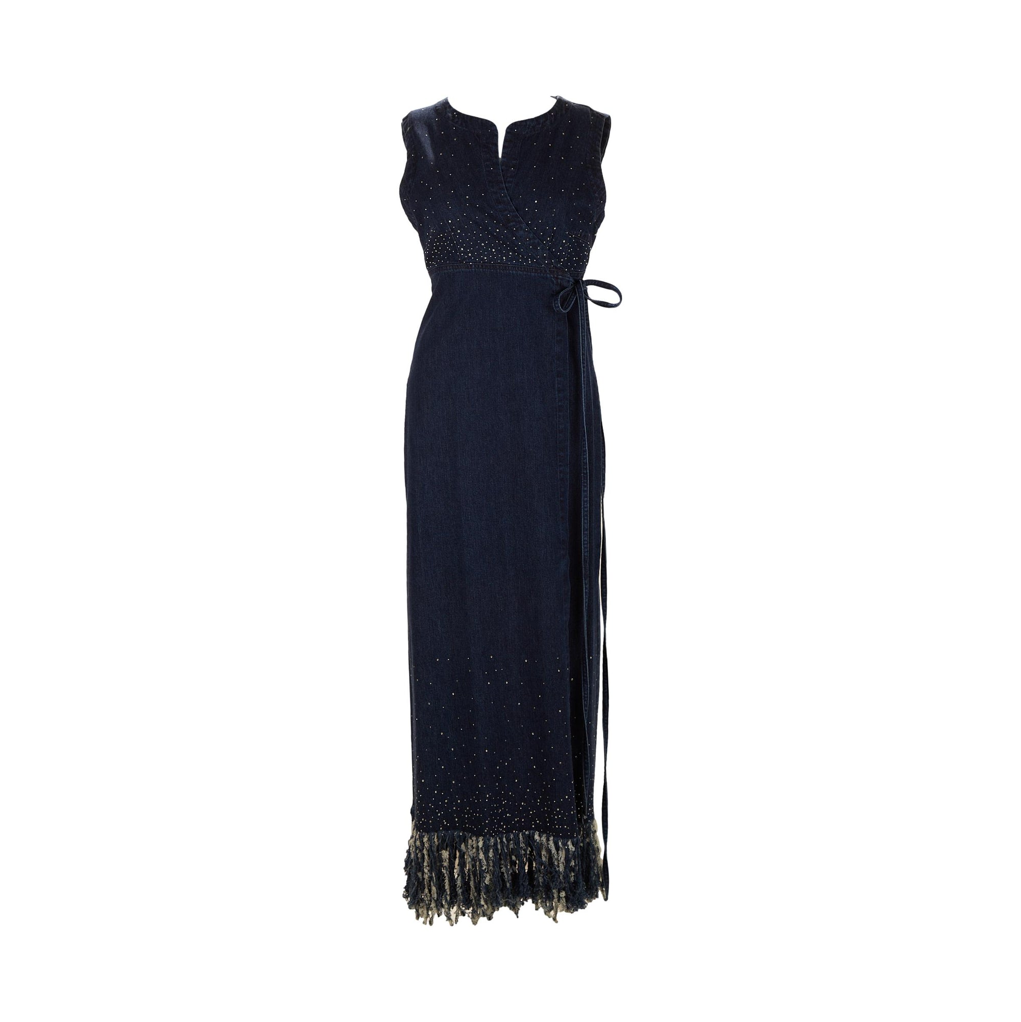 Fendi Denim Rhinestone Fringe Dress Treasures of NYC Fendi Denim Rhinestone Fringe Dress Treasures of NYC