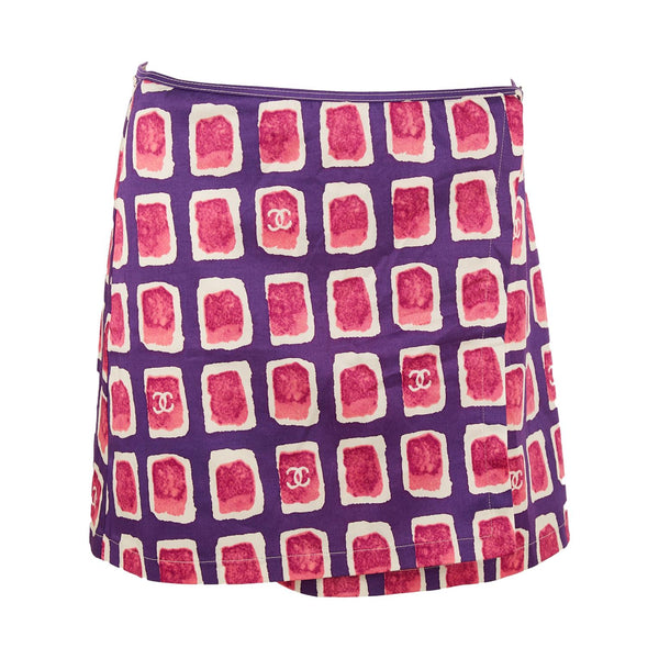 Chanel Purple Logo Wrap Skirt