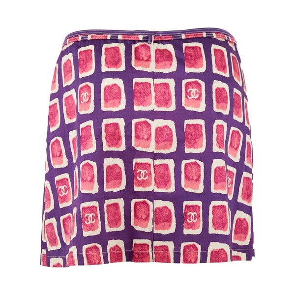 Chanel Purple Logo Wrap Skirt