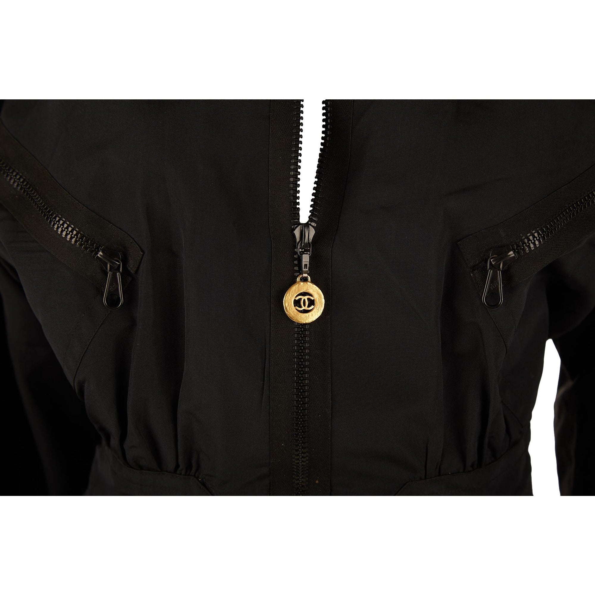 Chanel Black Logo Zipper Snow Suit