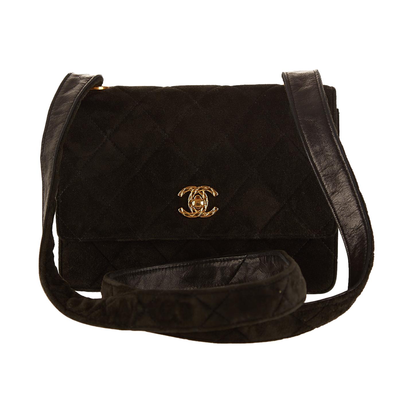 Chanel Black Suede Shoulder Bag