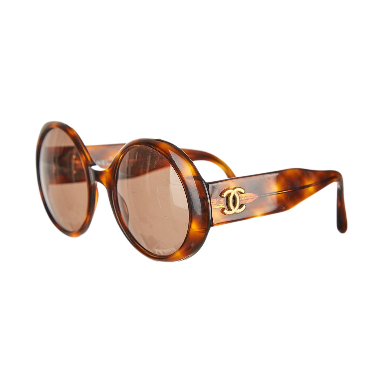 Chanel Tortoise Round Logo Sunglasses