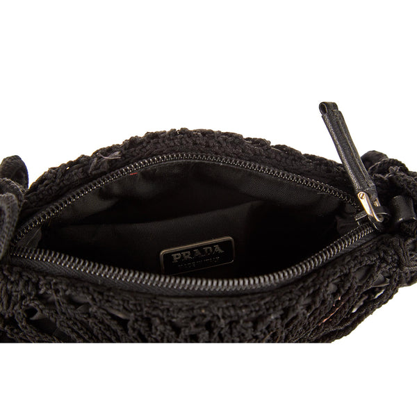 Prada Black Mini Crochet Tassel Bag