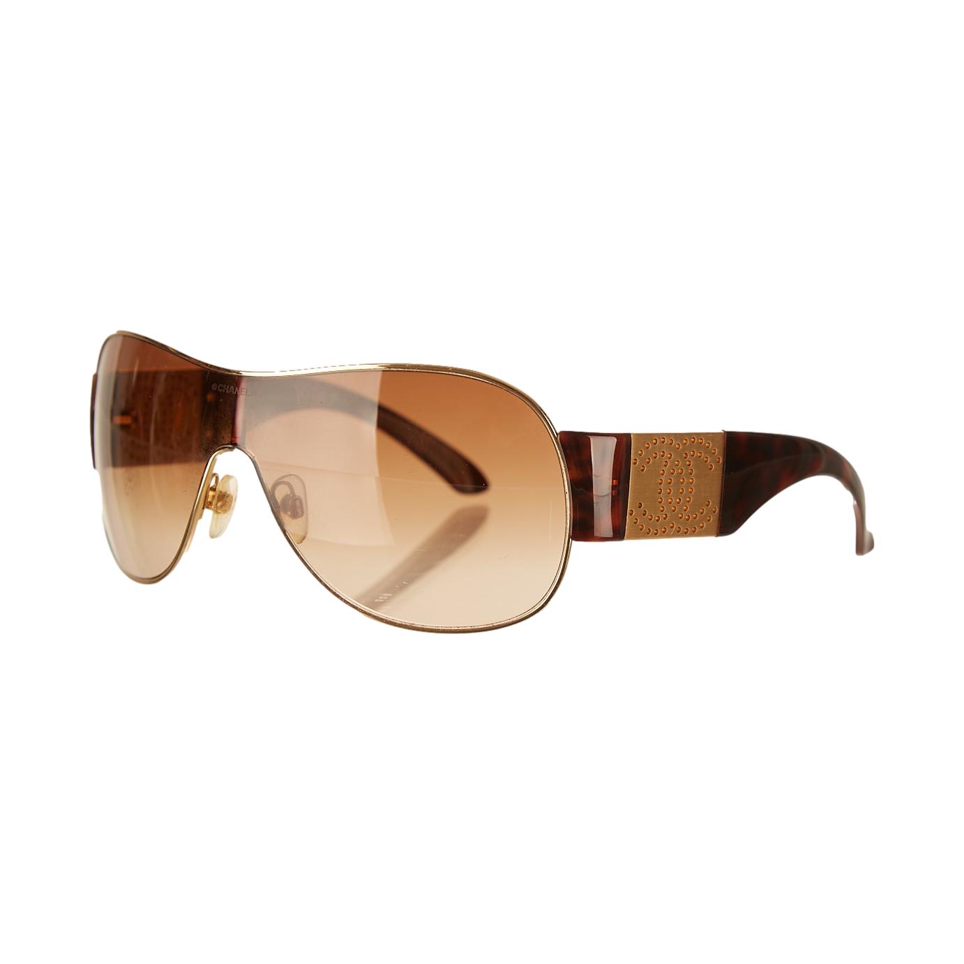 Chanel Brown Logo Shield Sunglasses