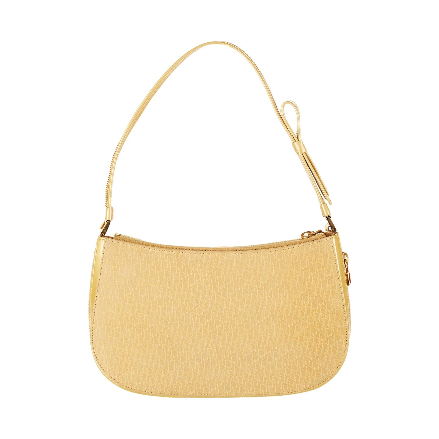 Dior Yellow Logo Zipper Shoulder Bag
