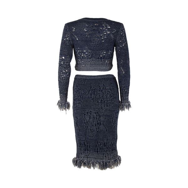 Dior Blue Knit Skirt Set