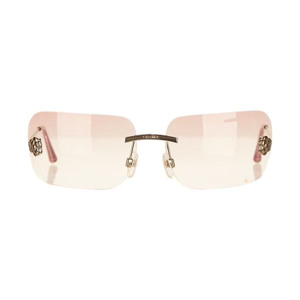 Chanel Pink Rimless Flower Sunglasses