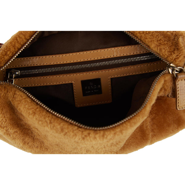 Fendi Brown Fur Logo Shoulder Bag