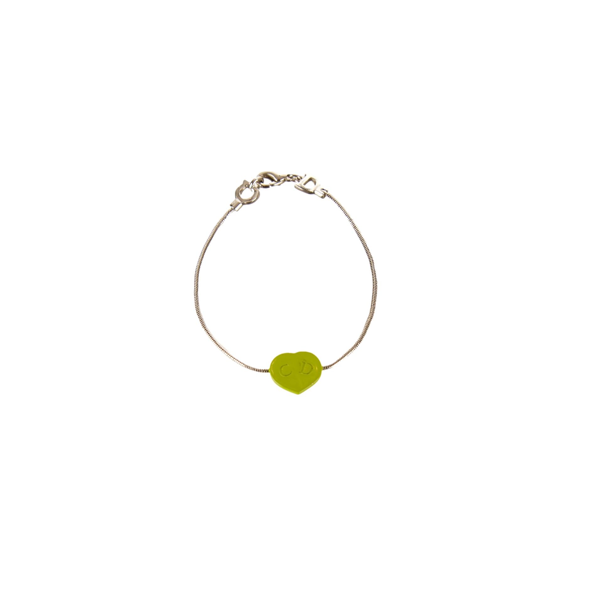 Dior Green Heart Logo Bracelet