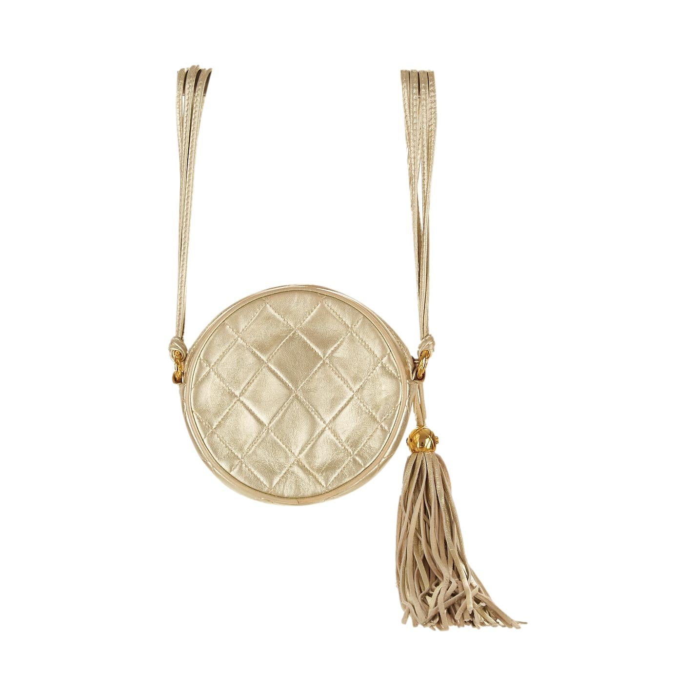 Chanel Gold Round Logo Mini Shoulder Bag
