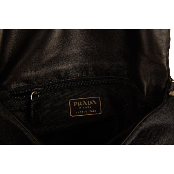 Prada Black Wool Shoulder Bag