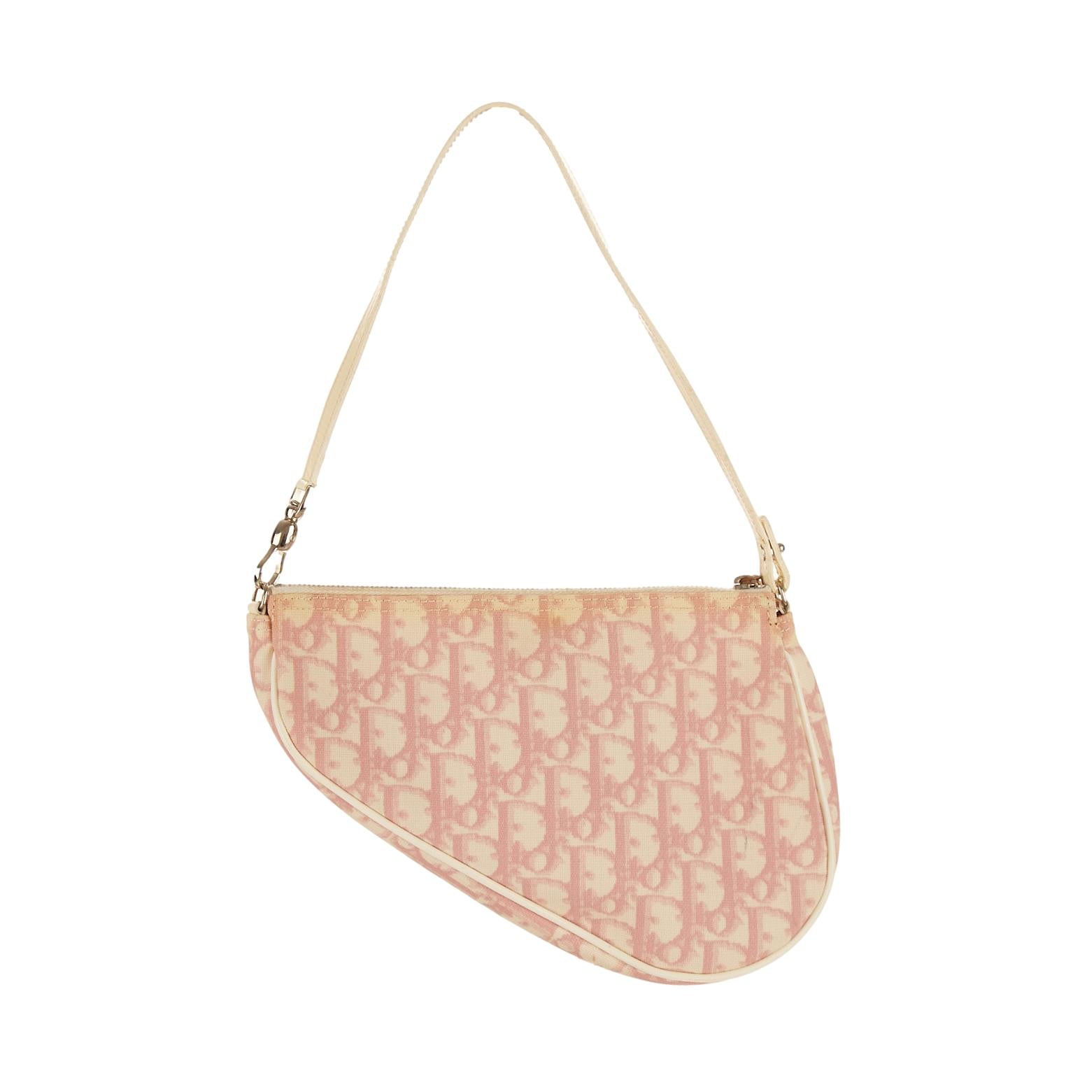 Dior Pink Logo Mini Saddle Bag