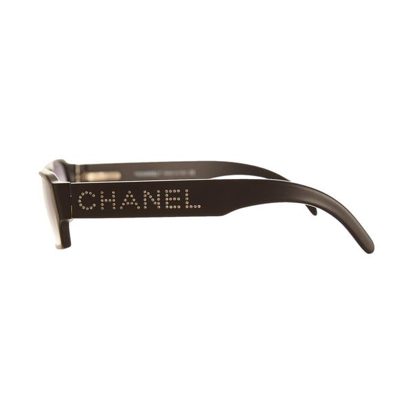 Chanel Black Rhinestone Logo Sunglasses
