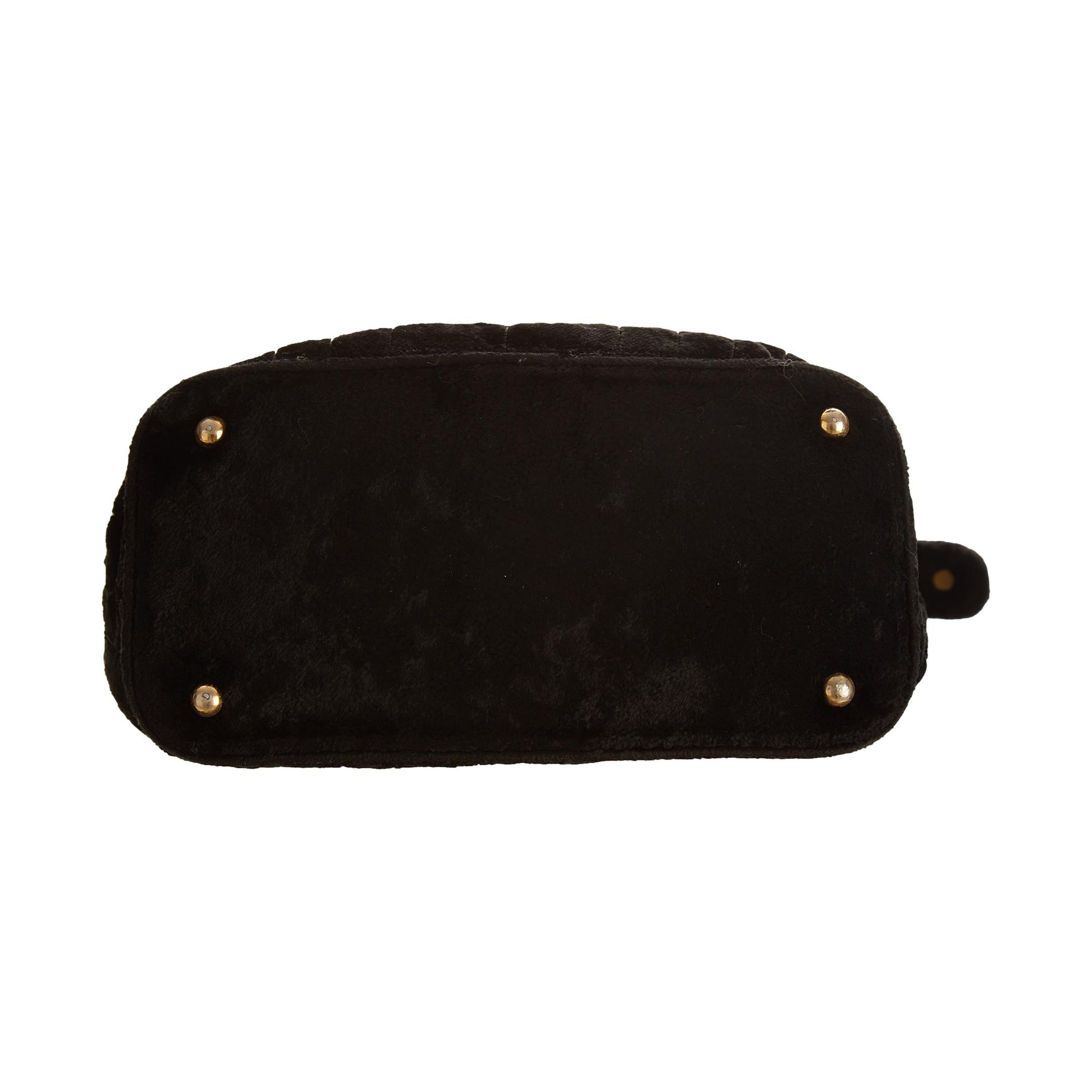 Versace Black Print Velvet Shoulder Bag