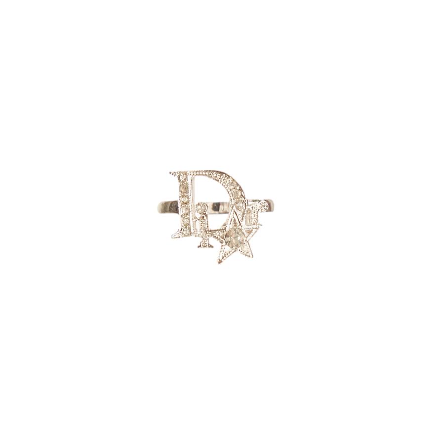 Dior Silver Rhinestone Star Ring