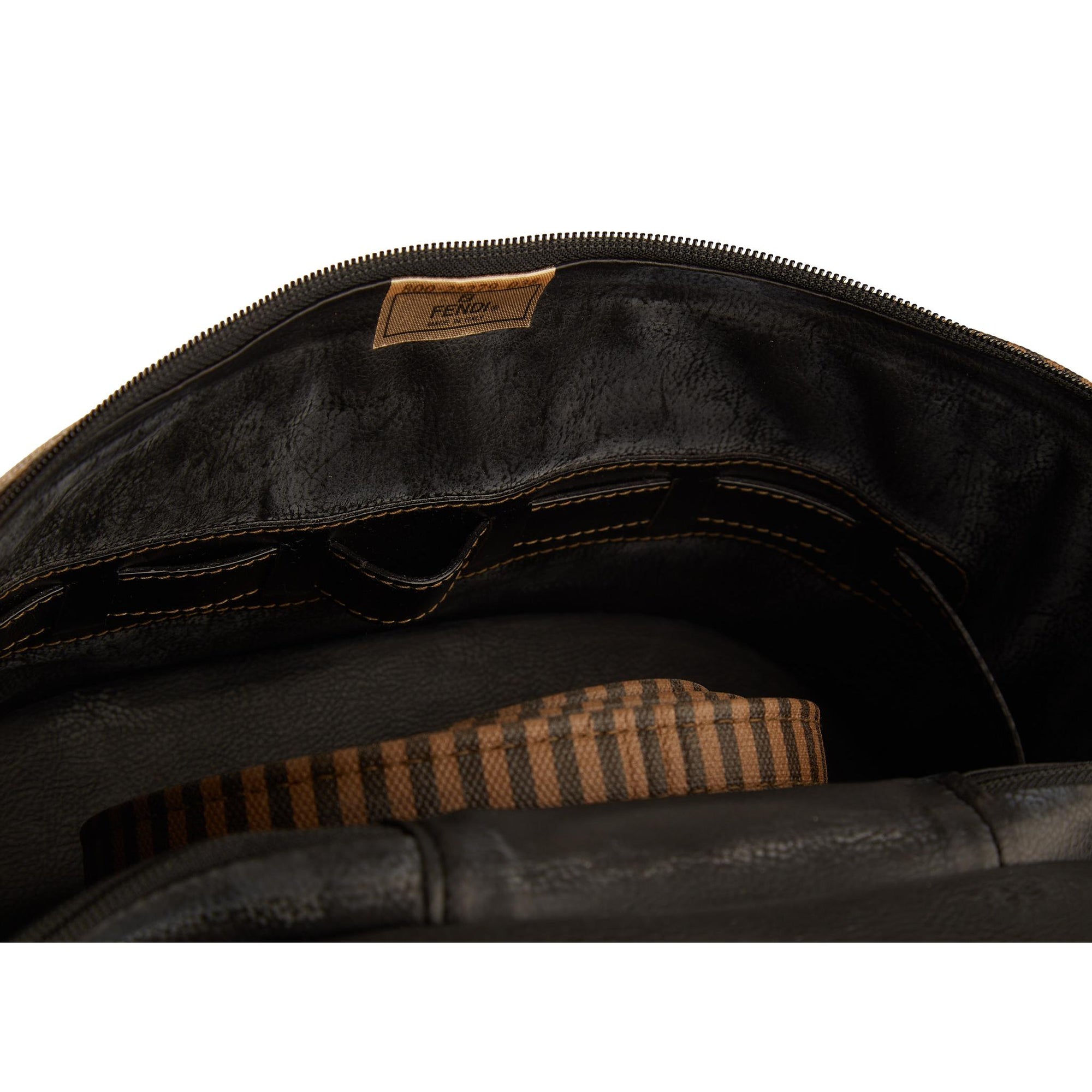Fendi Brown Striped 2-Way Vanity Bag