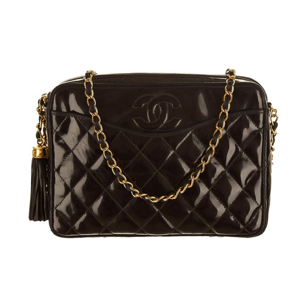 Chanel Black Quilted Patent Shoulder Bag