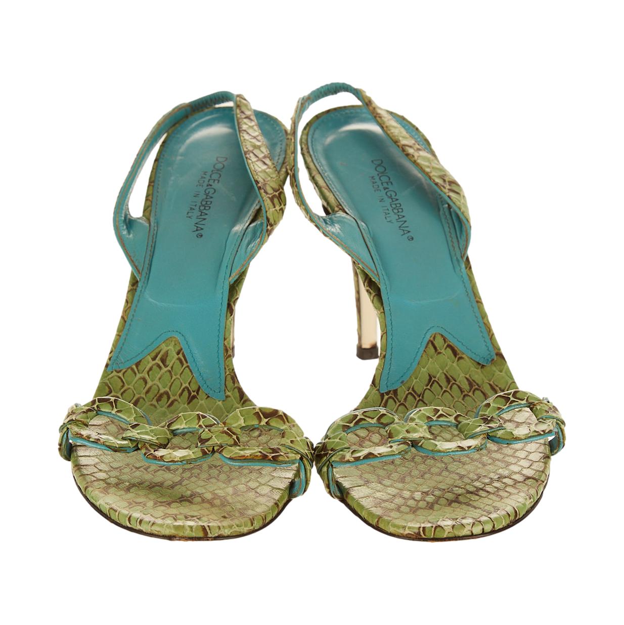 Dolce & Gabbana Green Snakeskin Heels